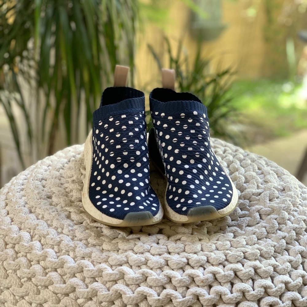 Adidas Originals Women Blue Nmd Polka Dot Sneakers - Picture 2 of 4